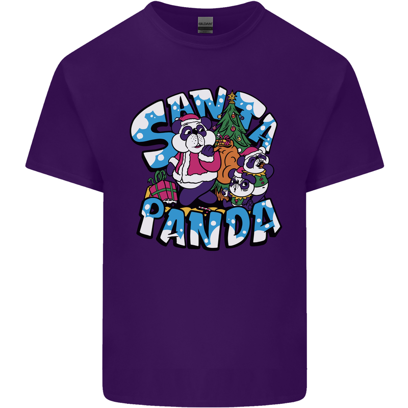 Funny Christmas Santa Panda Mens Cotton T-Shirt Tee Top Purple