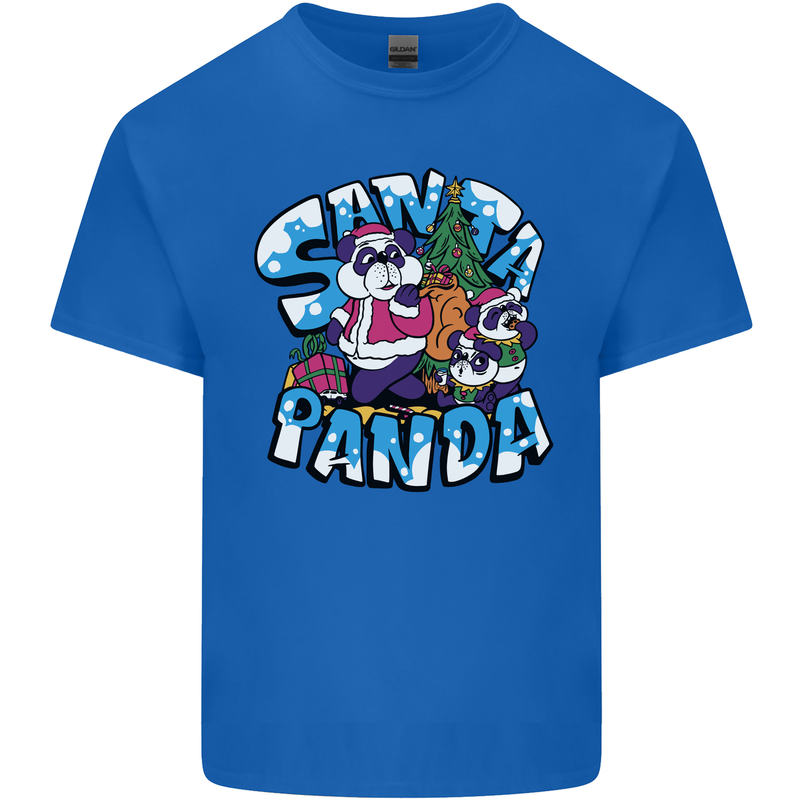 Funny Christmas Santa Panda Mens Cotton T-Shirt Tee Top Royal Blue