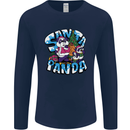 Funny Christmas Santa Panda Mens Long Sleeve T-Shirt Navy Blue