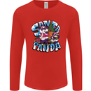 Funny Christmas Santa Panda Mens Long Sleeve T-Shirt Red
