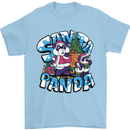 Funny Christmas Santa Panda Mens T-Shirt Cotton Gildan Light Blue