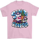 Funny Christmas Santa Panda Mens T-Shirt Cotton Gildan Light Pink