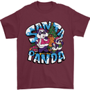 Funny Christmas Santa Panda Mens T-Shirt Cotton Gildan Maroon