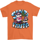 Funny Christmas Santa Panda Mens T-Shirt Cotton Gildan Orange