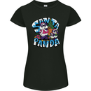 Funny Christmas Santa Panda Womens Petite Cut T-Shirt Black