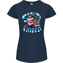 Funny Christmas Santa Panda Womens Petite Cut T-Shirt Navy Blue