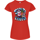 Funny Christmas Santa Panda Womens Petite Cut T-Shirt Red