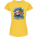 Funny Christmas Santa Panda Womens Petite Cut T-Shirt Yellow