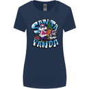 Funny Christmas Santa Panda Womens Wider Cut T-Shirt Navy Blue