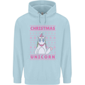 Funny Christmas Unicorn Childrens Kids Hoodie Light Blue