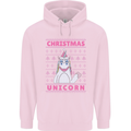 Funny Christmas Unicorn Childrens Kids Hoodie Light Pink