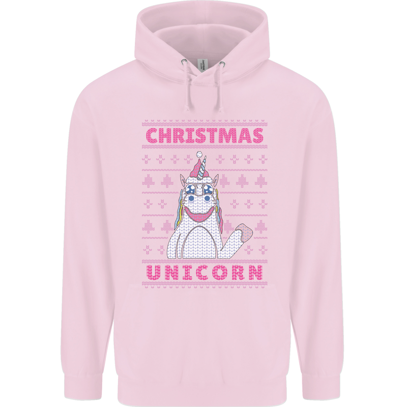 Funny Christmas Unicorn Childrens Kids Hoodie Light Pink