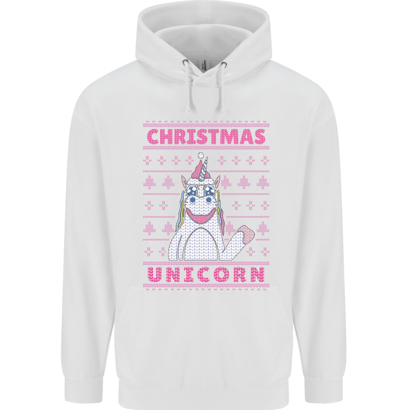 Funny Christmas Unicorn Childrens Kids Hoodie White