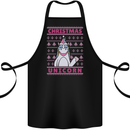 Funny Christmas Unicorn Cotton Apron 100% Organic Black