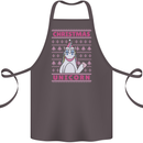 Funny Christmas Unicorn Cotton Apron 100% Organic Dark Grey