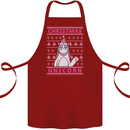 Funny Christmas Unicorn Cotton Apron 100% Organic Maroon