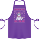 Funny Christmas Unicorn Cotton Apron 100% Organic Purple