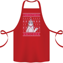 Funny Christmas Unicorn Cotton Apron 100% Organic Red