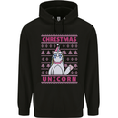 Funny Christmas Unicorn Mens 80% Cotton Hoodie Black