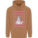 Funny Christmas Unicorn Mens 80% Cotton Hoodie Caramel Latte