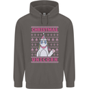 Funny Christmas Unicorn Mens 80% Cotton Hoodie Charcoal