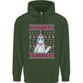 Funny Christmas Unicorn Mens 80% Cotton Hoodie Forest Green