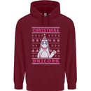 Funny Christmas Unicorn Mens 80% Cotton Hoodie Maroon