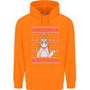 Funny Christmas Unicorn Mens 80% Cotton Hoodie Orange