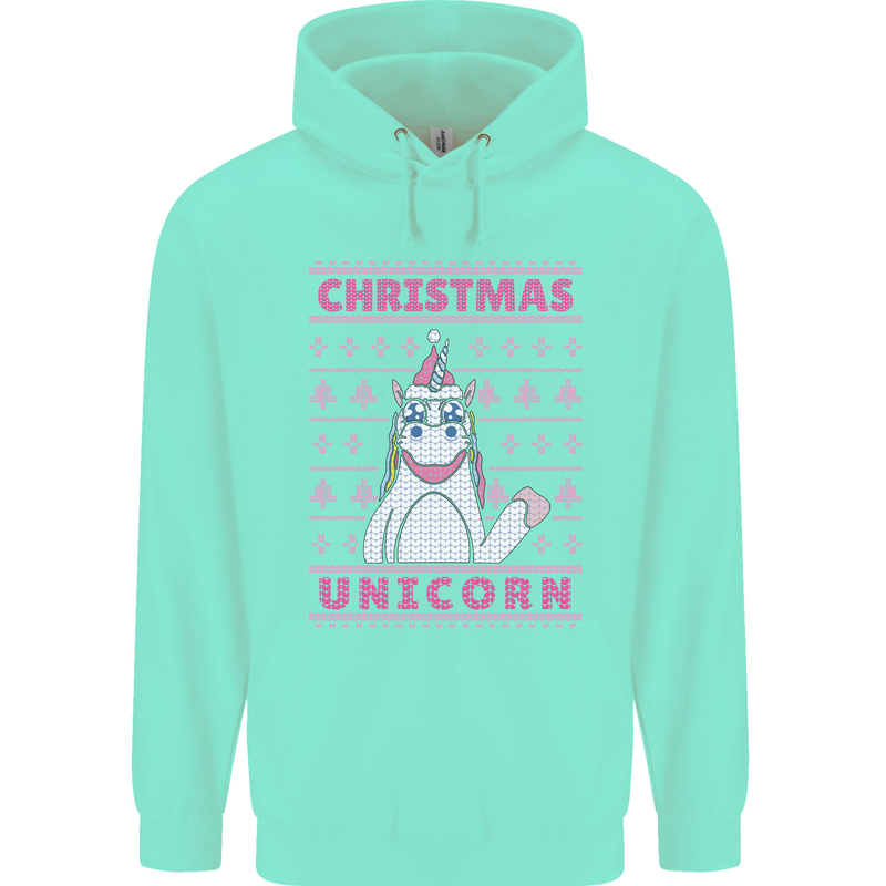 Funny Christmas Unicorn Mens 80% Cotton Hoodie Peppermint