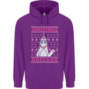 Funny Christmas Unicorn Mens 80% Cotton Hoodie Purple