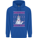 Funny Christmas Unicorn Mens 80% Cotton Hoodie Royal Blue