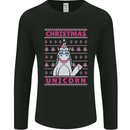 Funny Christmas Unicorn Mens Long Sleeve T-Shirt Black