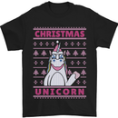 Funny Christmas Unicorn Mens T-Shirt Cotton Gildan Black