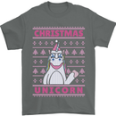 Funny Christmas Unicorn Mens T-Shirt Cotton Gildan Charcoal