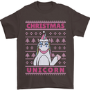 Funny Christmas Unicorn Mens T-Shirt Cotton Gildan Dark Chocolate