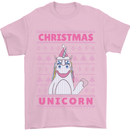 Funny Christmas Unicorn Mens T-Shirt Cotton Gildan Light Pink