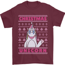 Funny Christmas Unicorn Mens T-Shirt Cotton Gildan Maroon