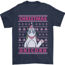 Funny Christmas Unicorn Mens T-Shirt Cotton Gildan Navy Blue