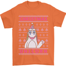 Funny Christmas Unicorn Mens T-Shirt Cotton Gildan Orange