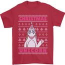 Funny Christmas Unicorn Mens T-Shirt Cotton Gildan Red