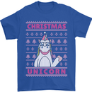 Funny Christmas Unicorn Mens T-Shirt Cotton Gildan Royal Blue