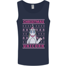 Funny Christmas Unicorn Mens Vest Tank Top Navy Blue