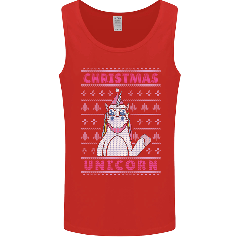 Funny Christmas Unicorn Mens Vest Tank Top Red