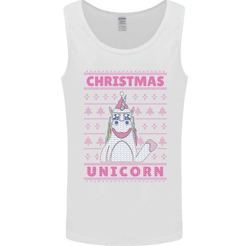 Funny Christmas Unicorn Mens Vest Tank Top White