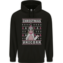 Funny Christmas Unicorn Pattern Childrens Kids Hoodie Black