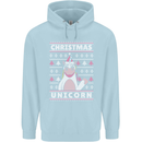 Funny Christmas Unicorn Pattern Childrens Kids Hoodie Light Blue