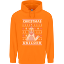 Funny Christmas Unicorn Pattern Childrens Kids Hoodie Orange
