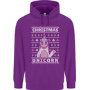 Funny Christmas Unicorn Pattern Childrens Kids Hoodie Purple
