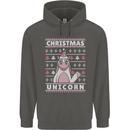 Funny Christmas Unicorn Pattern Childrens Kids Hoodie Storm Grey