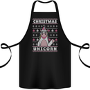 Funny Christmas Unicorn Pattern Cotton Apron 100% Organic Black